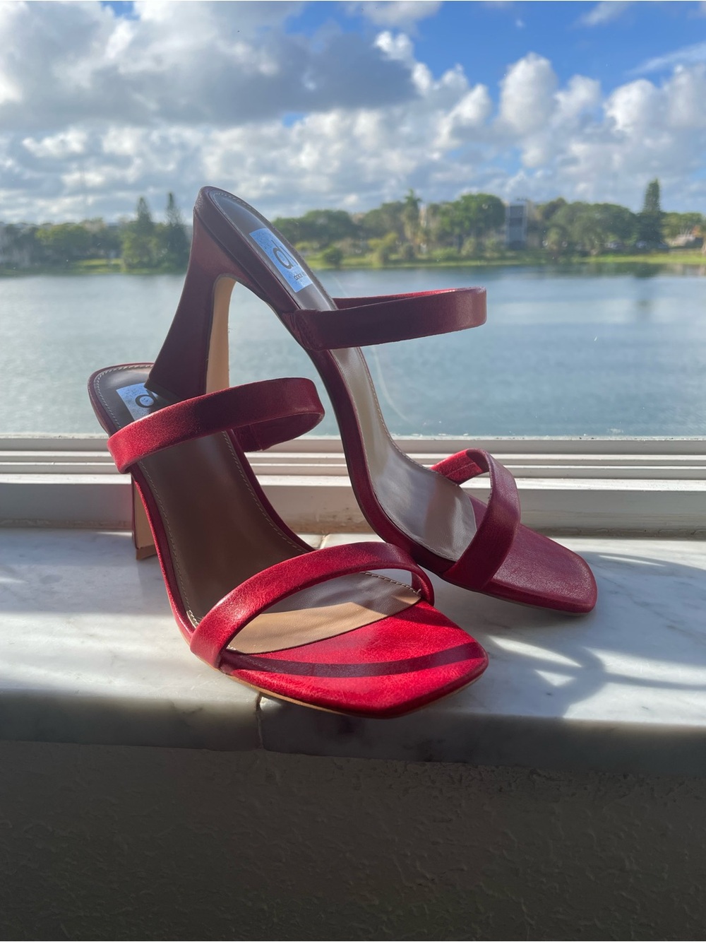 Dolce Vita Cherry Red Double-Strap Block Heel Sandals - Picture 3 of 12